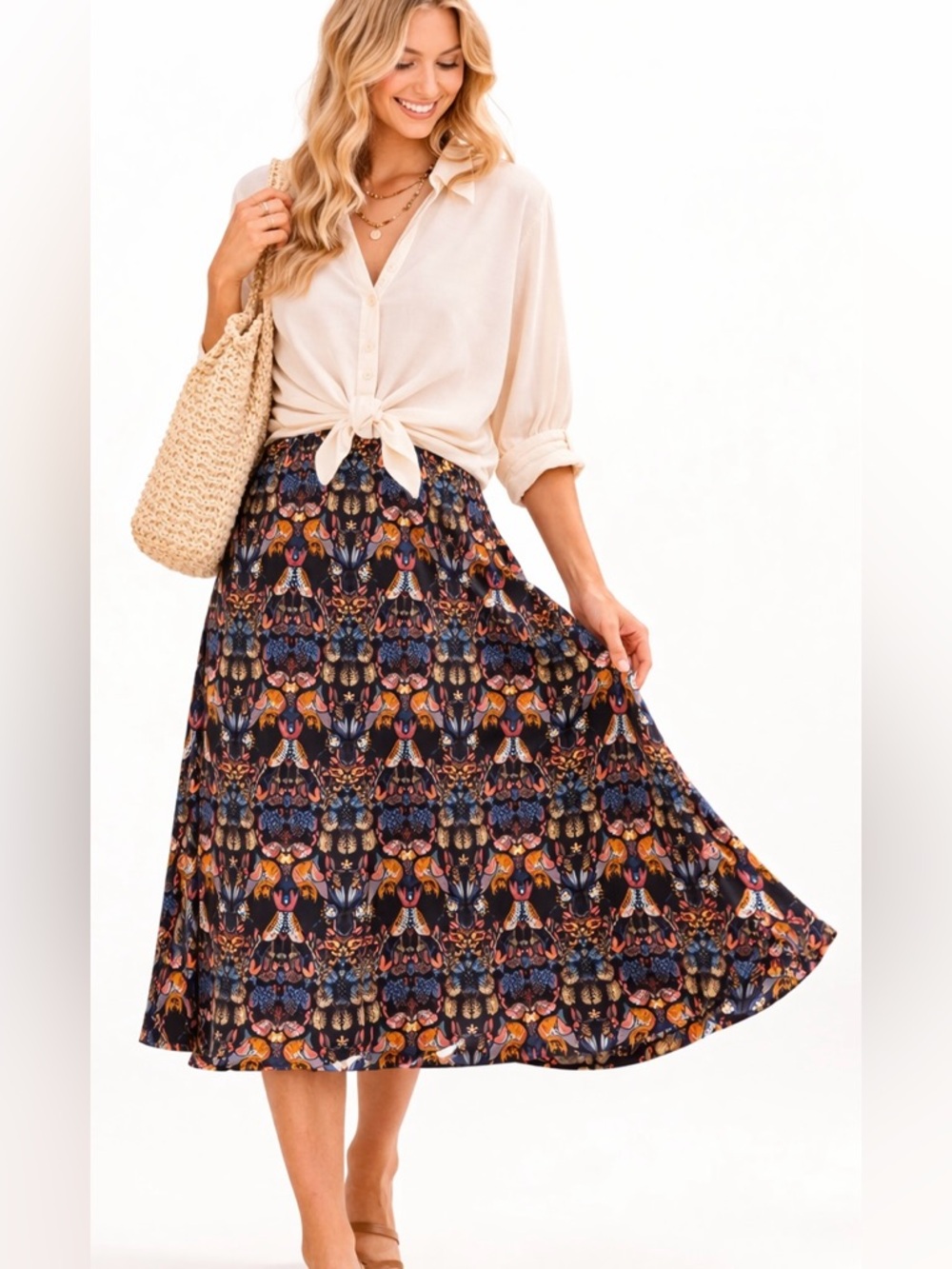 NWT‎ Anthropologie Fox Woodland Midi Skirt Whimsical Cottagecore